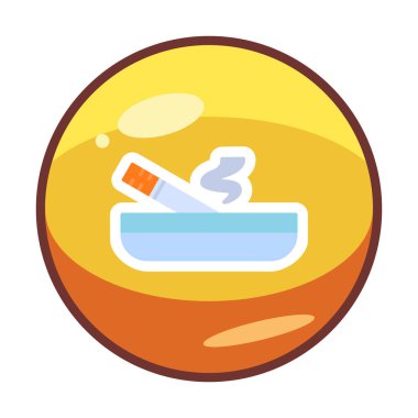 Kül tablası yanan sigara ikonu, vektör illüstrasyonu 