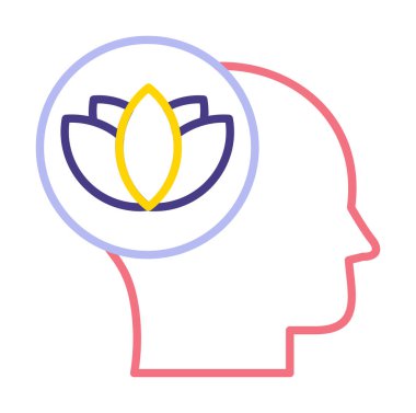 baş ve nilüfer çiçeği simgesi, vektör illüstrasyonu basit tasarım