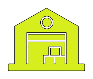 Kutu simgesi ve vektör illüstrasyonlu depo 