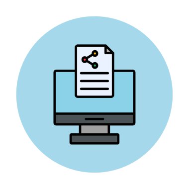 Simge vektör illüstrasyonunu paylaşan bilgisayar 