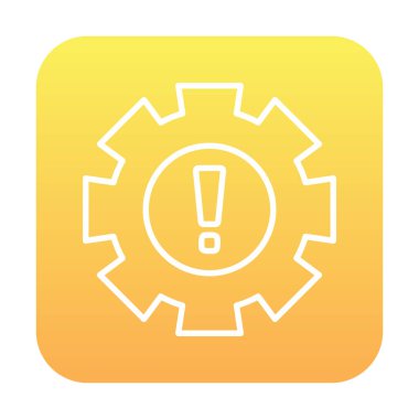 Cogwheel ve ünlem işaretli Uyarı düz simgesinin vektör çizimi