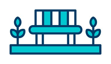 Park bankının ikonu. Düz renk tasarımı. vektör illüstrasyonu