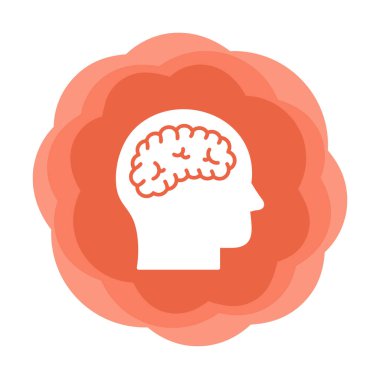 düz beyin simgesi tasarımı çizimi 