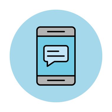 Sohbet düz simgesi, vektör illüstrasyonu