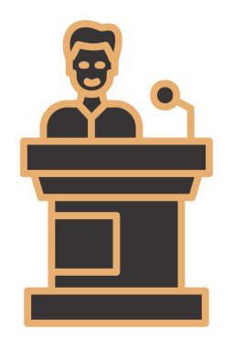 Konuşma standı ikonu, vektör illüstrasyonunda konuşma yapan erkekler