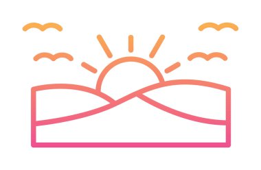 düz gün batımı ve deniz vektör çizimi tasarımı