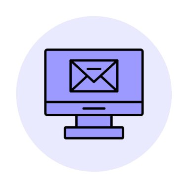 Basit düz bilgisayar e- posta iletisi vektör illüstrasyon tasarımı