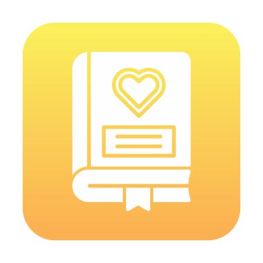 Kalp ikonu ve vektör illüstrasyonlu romantizm kitabı 