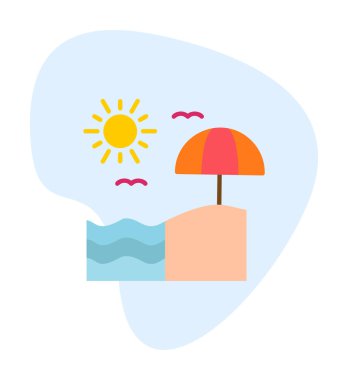 Yaz plaj ikonunun vektör illüstrasyonu 