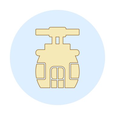 Cableway simgesi, ana hatlı biçim vektör illüstrasyonu  