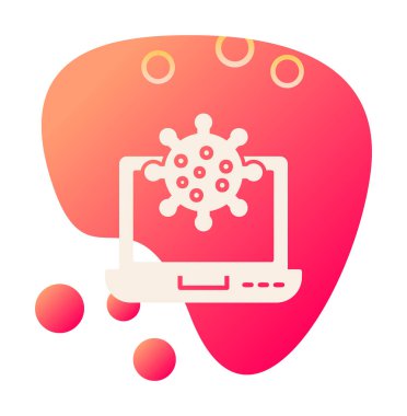 Kalkan virüs simgesine sahip dizüstü bilgisayar, düz dizayn 