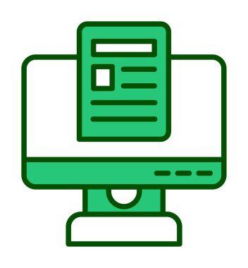 Yazı simgesi, vektör illüstrasyonlu bilgisayar ekranı