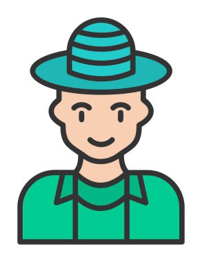 Turist şapkası simgesi, vektör illüstrasyonu 