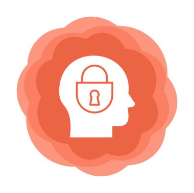 Erkekler kafasında kilit, yaratıcı vektör simgesi olan güvenlik kavramı