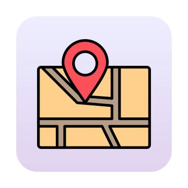 Konum iğnesi, vektör illüstrasyonlu harita simgesi