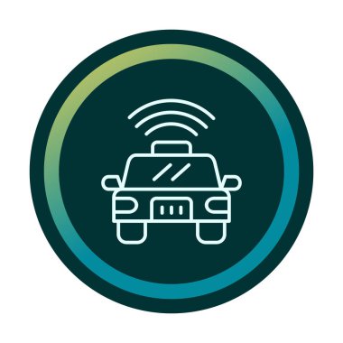 Akıllı araba düz ikonu. Otomobil kontrolüne uzaktan erişim. Nesnelerin İnterneti. Vektör illüstrasyonu 