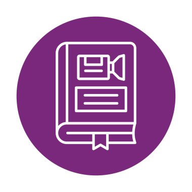 Kamera işaretli kitap simgesi, vektör illüstrasyonu basit tasarım