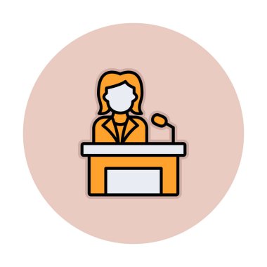 Konuşma standında konuşma yapan kadınlar, vektör illüstrasyonu