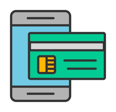 Basit Çevrimiçi Ödeme simgesi, vektör illüstrasyonu