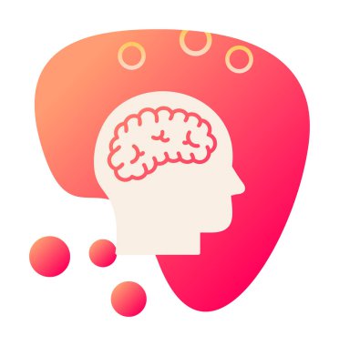 düz beyin simgesi tasarımı çizimi 