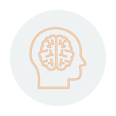 düz beyin simgesi tasarımı çizimi 