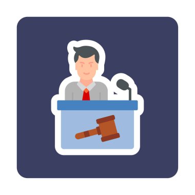 Açık artırmacı simgesi düz stil, vektör illüstrasyonu