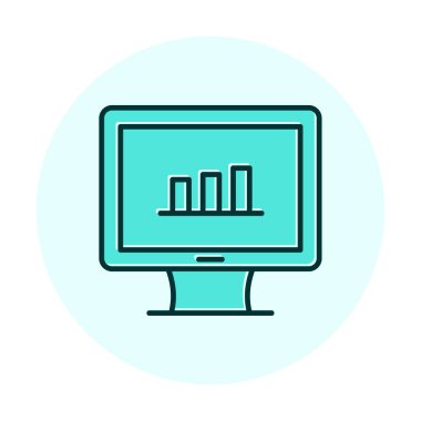 iş grafiği bilgisayar ekranında, vektör illüstrasyonu basit tasarım