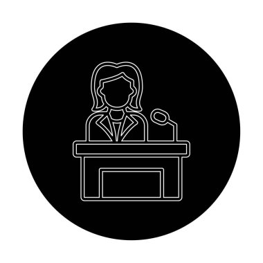 Konuşma standında konuşma yapan kadınlar, vektör illüstrasyonu