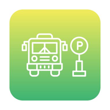 Otobüs park simgesinin vektör illüstrasyonu 