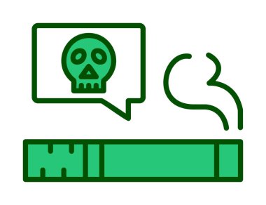 Sigara ikonlu düz kafatası. vektör 