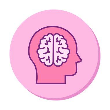 düz beyin simgesi tasarımı çizimi 