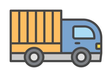 dağıtım kamyonu simgesi, vektör illüstrasyonu