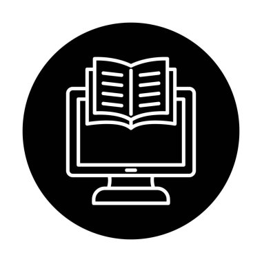 E-kitap ve bilgisayar ekran simgesi, vektör illüstrasyonu 