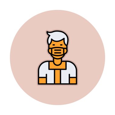 Düz genç adam tıbbi maske vektör tasarımı ile