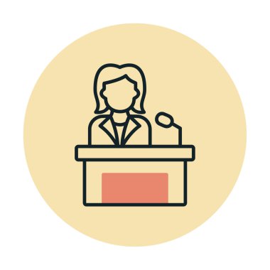 Konuşma standında konuşma yapan kadınlar, vektör illüstrasyonu