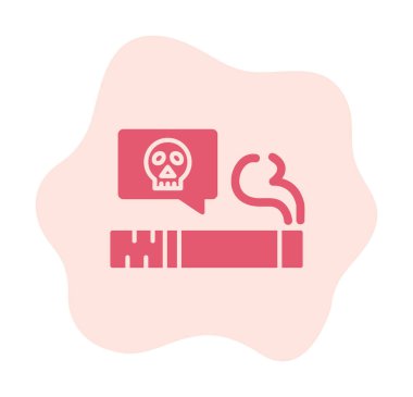 Sigara ikonlu düz kafatası. vektör 