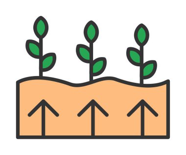 Bitkiler ve oklar ikon vektör çizimi. Jeotermal Enerji Konsepti                   