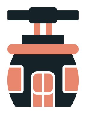 Cableway simgesi, ana hatlı biçim vektör illüstrasyonu  