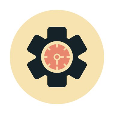 Saat simgesi, vektör illüstrasyonu, zaman sembolü ayarlanıyor. İçerideki saat dişlisi 