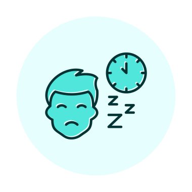 Saat ile uyuyan erkek yüzü, vektör çizimi 