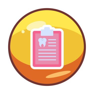 Dişlerinde pano simgesi var. Web için Tıbbi Rapor vektör simgesinin basit illüstrasyonu              