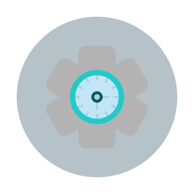 Saat simgesi, vektör illüstrasyonu, zaman sembolü ayarlanıyor. İçerideki saat dişlisi 