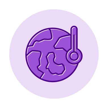 Termometre renk vektörü simgesine sahip dünya, Küresel Isınma kavramı