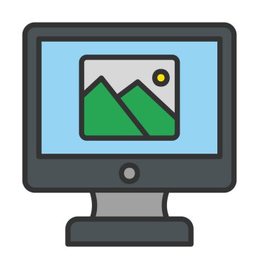 Comoputer galeri simgesi, vektör illüstrasyonu