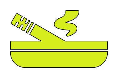 Kül tablası yanan sigara ikonu, vektör illüstrasyonu 