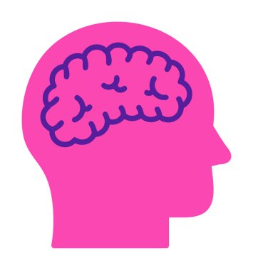 düz beyin simgesi tasarımı çizimi 