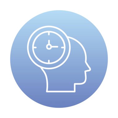 İnsan kafası ikonlu saat. vektör illüstrasyonu                          