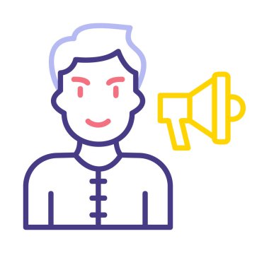 Gençler megafonla, vektör illüstrasyonuyla protesto ediyor  