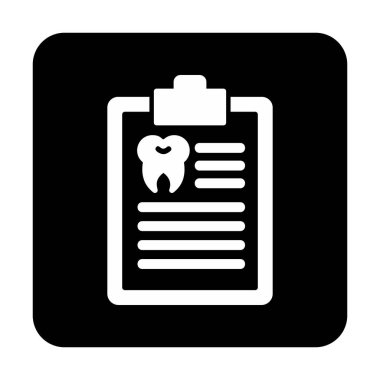 Dişlerinde pano simgesi var. Web için Tıbbi Rapor vektör simgesinin basit illüstrasyonu              