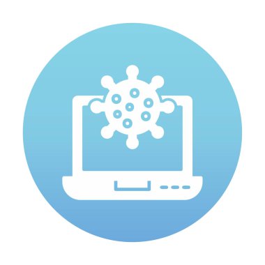 Kalkan virüs simgesine sahip dizüstü bilgisayar, düz dizayn 